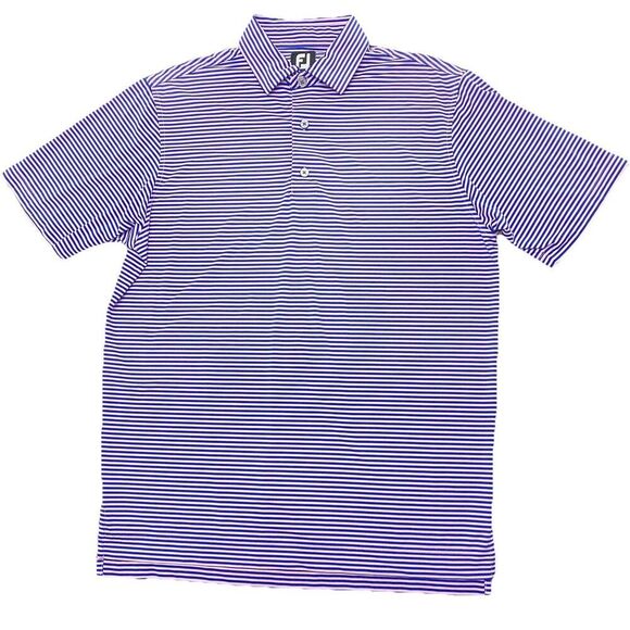 FootJoy Purple Pink Striped FJ Performance Golf Polo Shirt Men's Medium Active - Picture 1 of 12